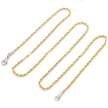 wholesale stainless steel two tone necklace, women female fashion gold thin chains necklaces jeweled
